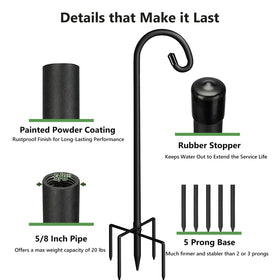 Pvifvi heavy-duty steel shepherd hook with robust build and rust-resistant finish
