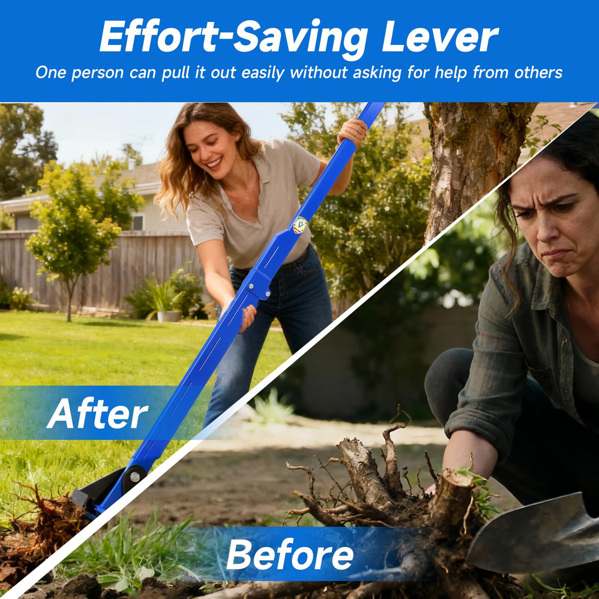Pvirbravoo Sapling Puller Tool ergonomic-leverage reduces back strain during uprooting.