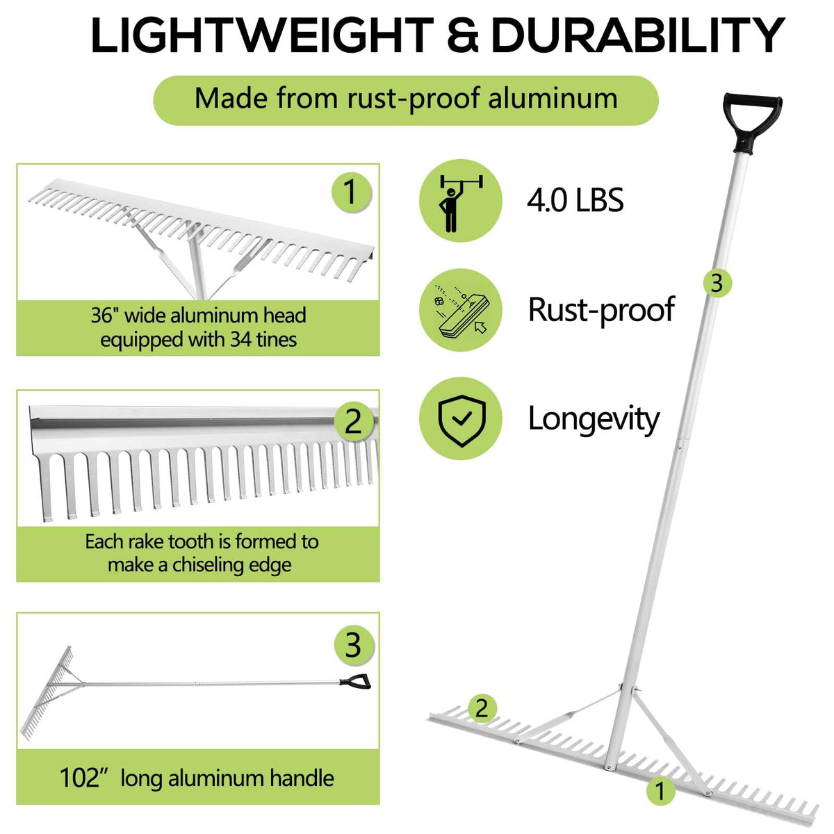 PVNIEFC pond rake with rope and floats for easy casting.