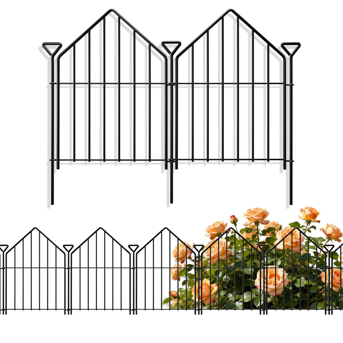 Pvpy Yvrd decorative garden fence 17in panel defines borders and deters small pests.