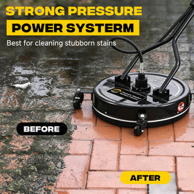 PWACCS surface cleaner demonstrates wide-path coverage on driveways and patios.