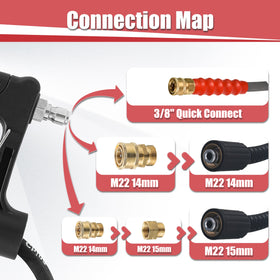 PWACCS adjustable adapters ensure secure connections to your pressure washer.