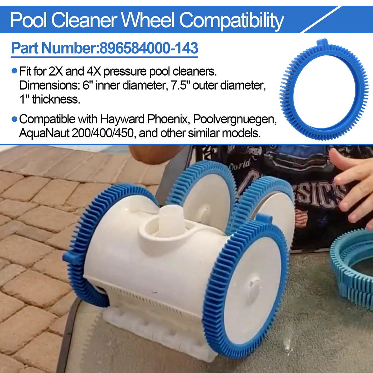 PWEOW front tires compatible with Poolvergnuegen and Hayward Phoenix models