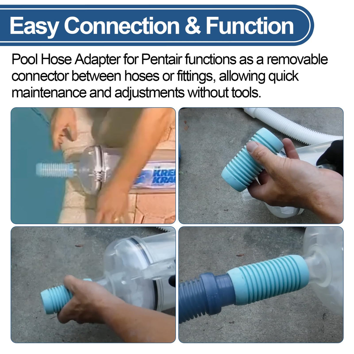 PWEOW K21241B compatible with Kreepy Krauly hoses for reliable sealing.
