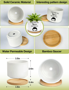 PWHINGN planter with drain hole and bamboo dish.