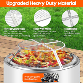 PWSOMJ 27-inch Yukon shield protects surroundings and enhances campfire nights.