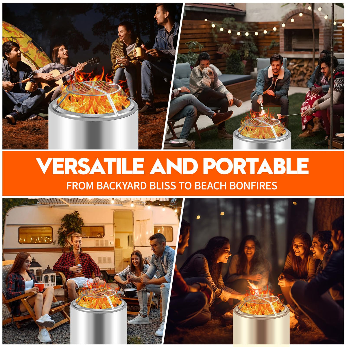 PWSOMJ detachable mesh fire screen provides flexible camping use.