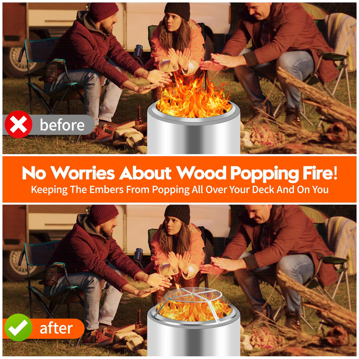 PWSOMJ grill-function screen becomes a convenient outdoor grill when ring is removed.