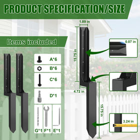 Pwzisu heavy-duty ground stakes stabilize wooden posts against tilting.