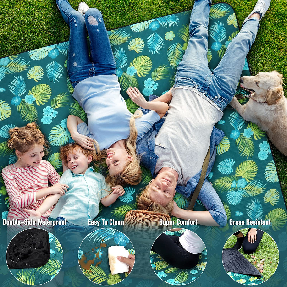 PY SUPER MODE picnic blanket 3-layer design provides cushion and durability.