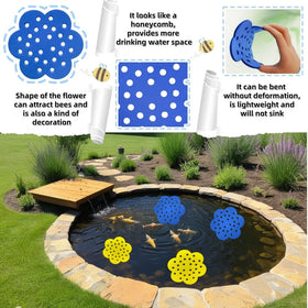 Pynibue four-pack floating bee islands; multiple discs brighten ponds for pollinators