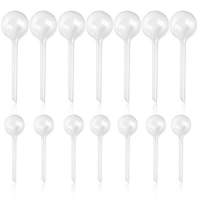 Pynqdfu 14-piece set of plant watering bulbs with visible water level for steady hydration.