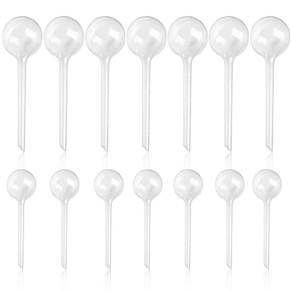 Pynqdfu 14-piece set of plant watering bulbs with visible water level for steady hydration.