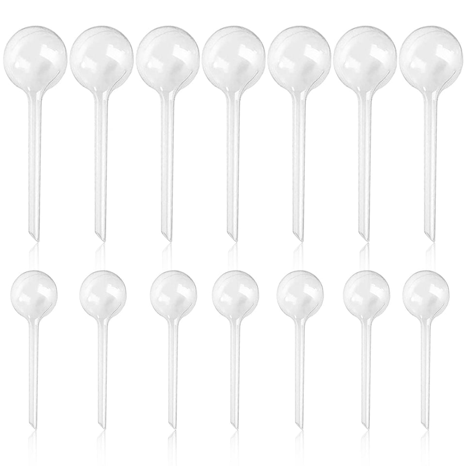 Pynqdfu 14-piece set of plant watering bulbs with visible water level for steady hydration.