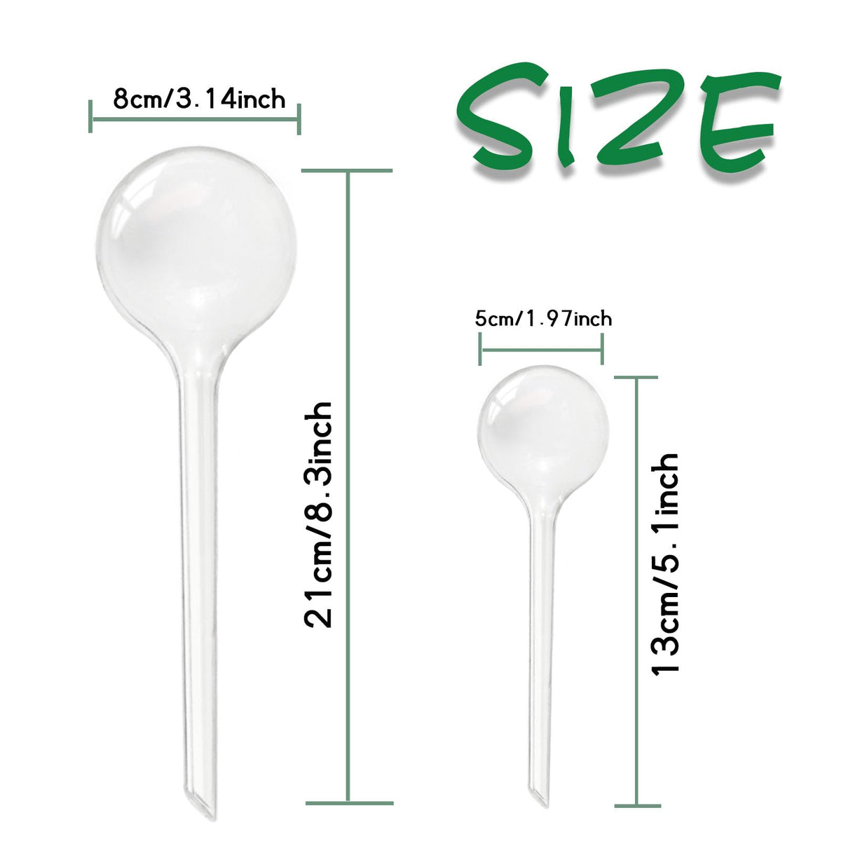 Pynqdfu watering globe two sizes setup for versatile planting.
