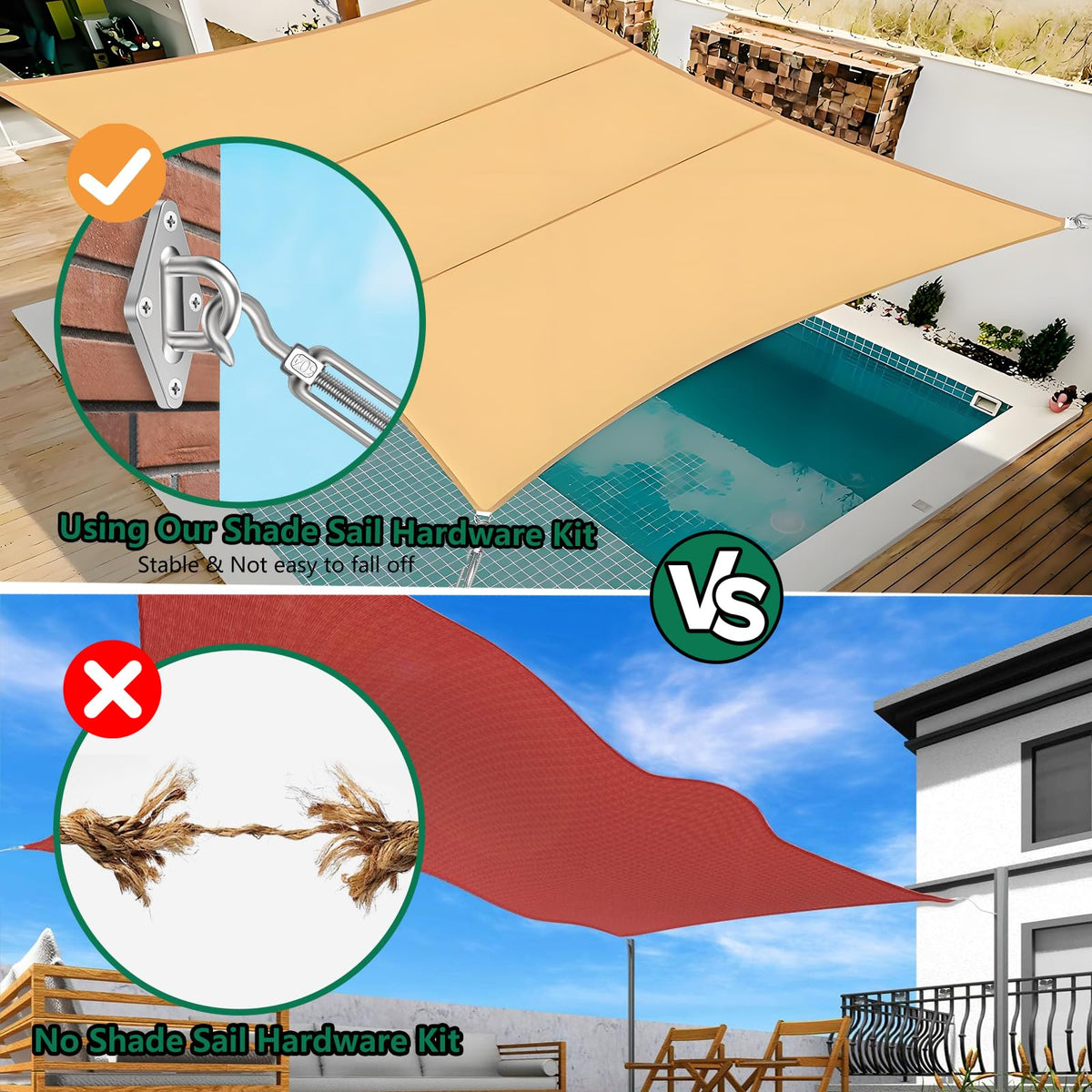 Pynsseu 304 stainless steel construction resists rust for outdoor use.