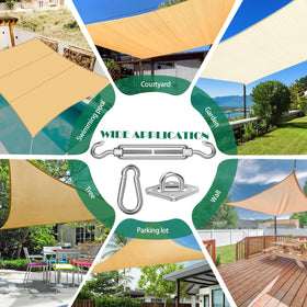 Pynsseu hardware kit offers easy installation for triangle or rectangle shade sails.