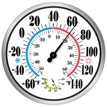Pyntop 12-inch outdoor thermometer display for easy temperature reading from afar.