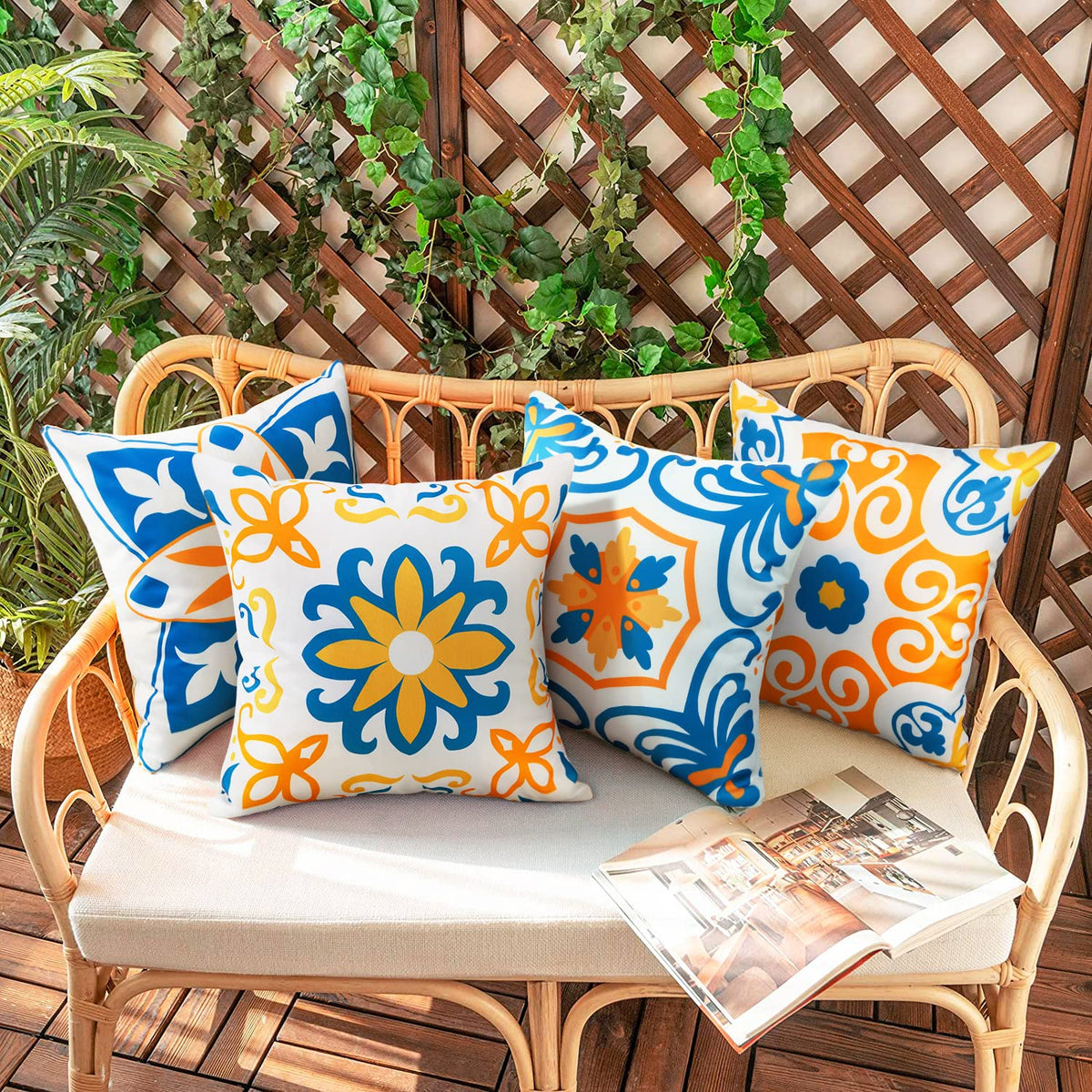 Pyonic outdoor pillow cover 18x18 set of four for coordinated cushions