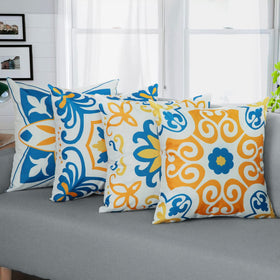 Pyonic outdoor pillow cover floral boho yellow back view for versatile styling