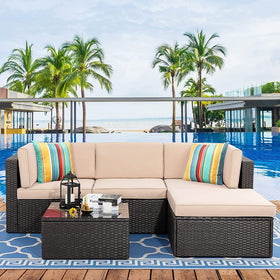 Pyonic 2-pack outdoor pillow covers in blue stripe for patio and lounge spaces.
