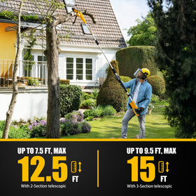 Pyrcruax pole saw compatible with Dewalt 20V Max batteries for versatile power
