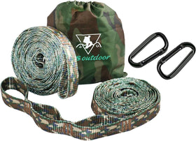 PYS XL hammock straps in camo showing rugged 12 ft length for outdoor hangs.