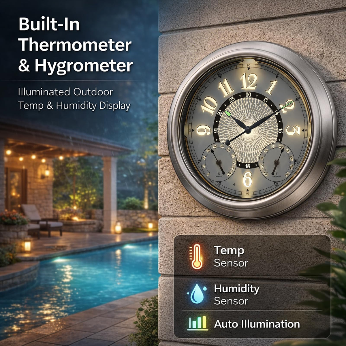 Pytha Sight thermometer-hygrometer display close-up communicates temperature and humidity levels.