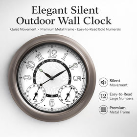 Pytha Sight waterproof metal frame clock endures sun and rain.