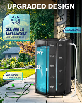 PYY 53-gallon rain barrel capacity ideal for garden watering and cleanup