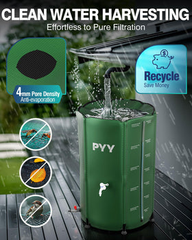 PYY rain barrel collapsed folded for compact storage