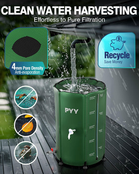 PYY top-filter mesh catches leaves for cleaner collected rainwater.