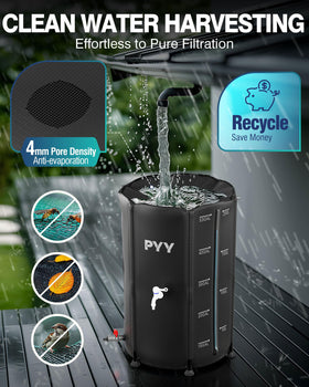 PYY rain barrel under gutter setup captures rain efficiently