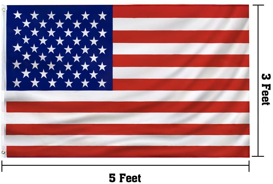 PZACHUGY American Flag 3x5ft canvas header detail highlights durable construction for lasting use.