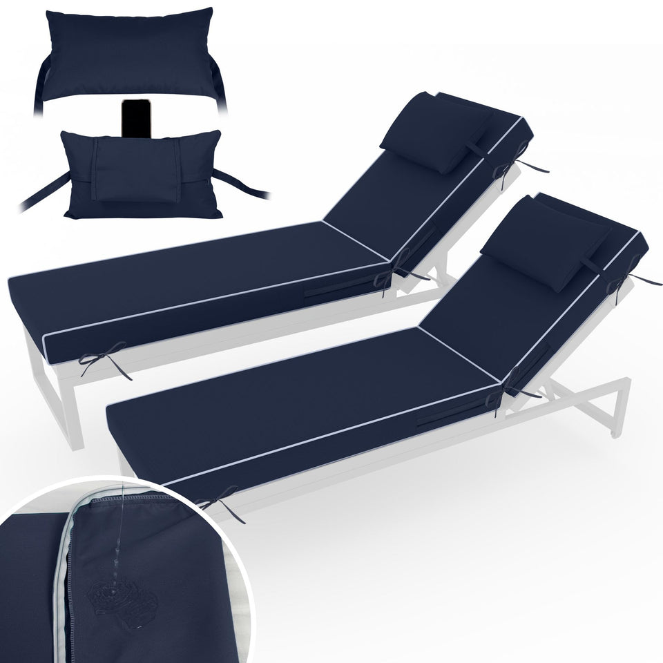 PZDJUMO navy chaise cushions 72x21 fit outdoor lounges with lasting comfort