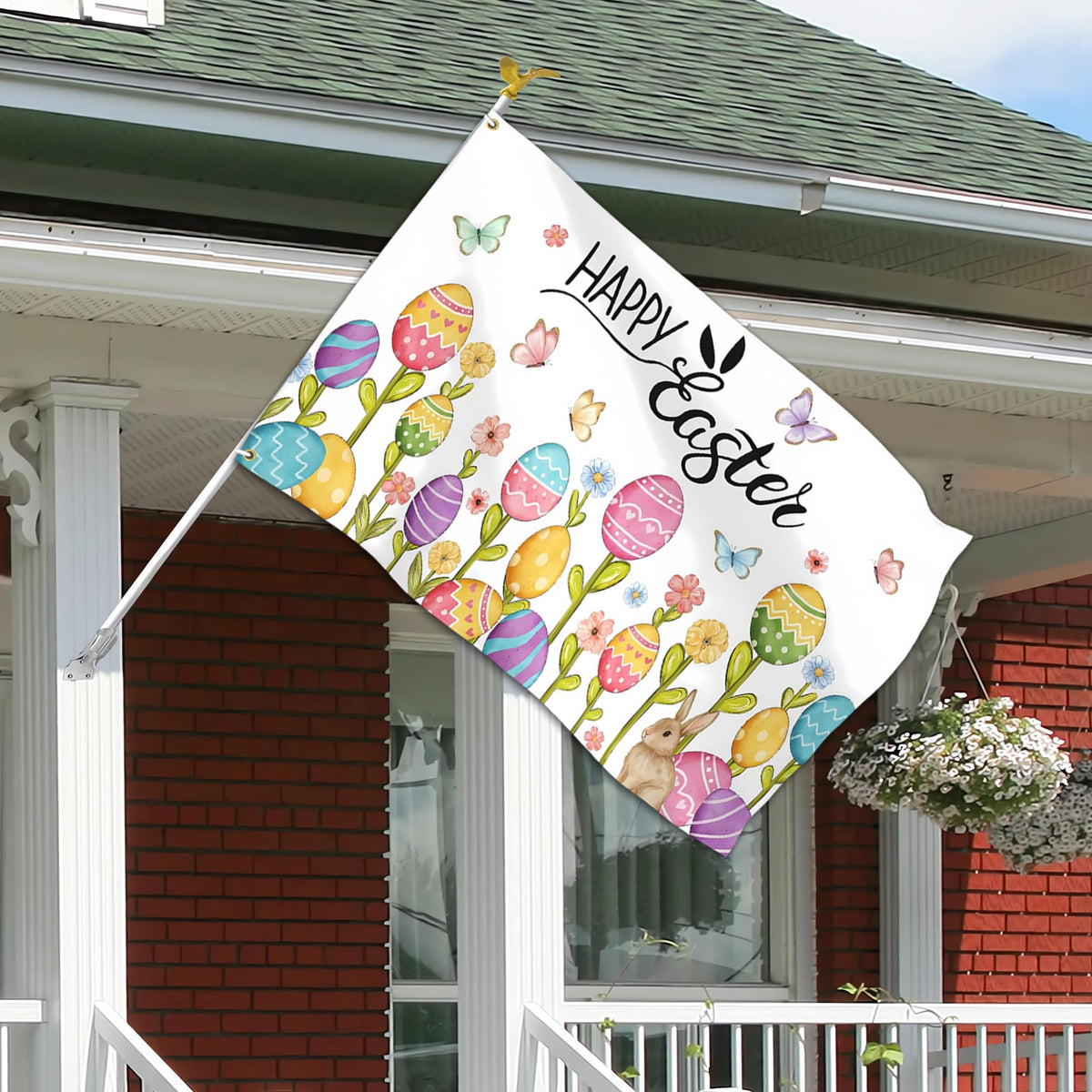 Pziauot porch banner uses brass grommets for secure, weather-ready hanging.