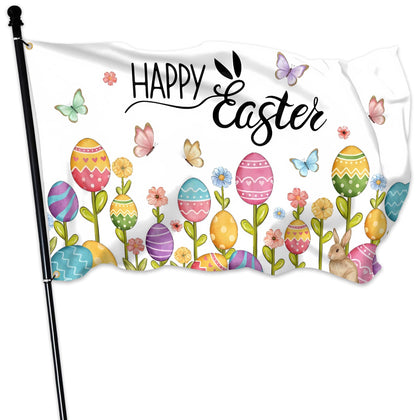 Pziauot Happy Easter Flag 3x5 outdoor banner adds bright welcome flair to your porch.