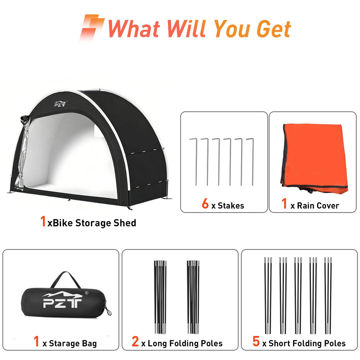 PZT bike shed 210D Oxford fabric with PU4000 coating for durability outdoors.