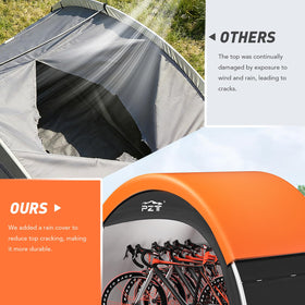 PZT bike shed 9mm fiberglass poles demonstrate sturdy frame and stability.