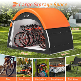 PZT bike shed interior shows spacious storage for multiple bikes and tools.