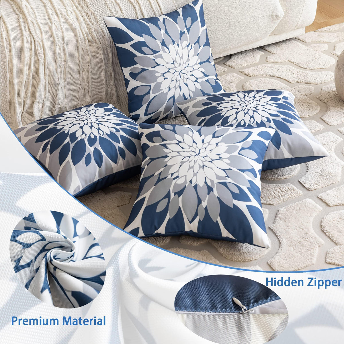 Qahing front-printed pillow cover with solid back for versatile styling