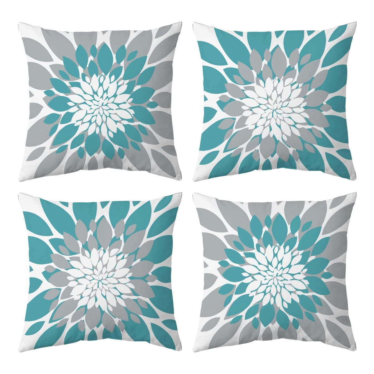 Qahing outdoor pillow cover with dahlia teal design for patio decor.