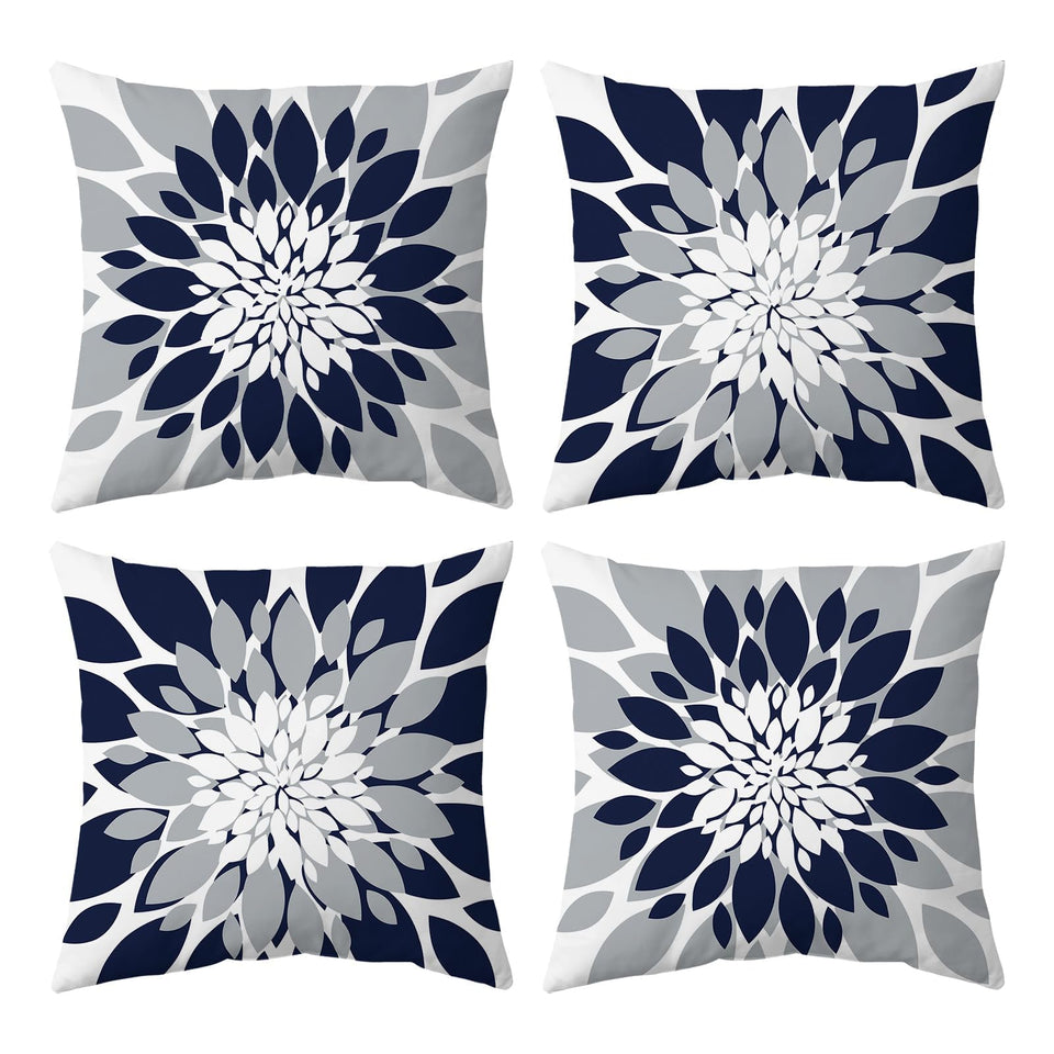 Qahing pack4 outdoor pillow cover in navy for weatherproof patio use.