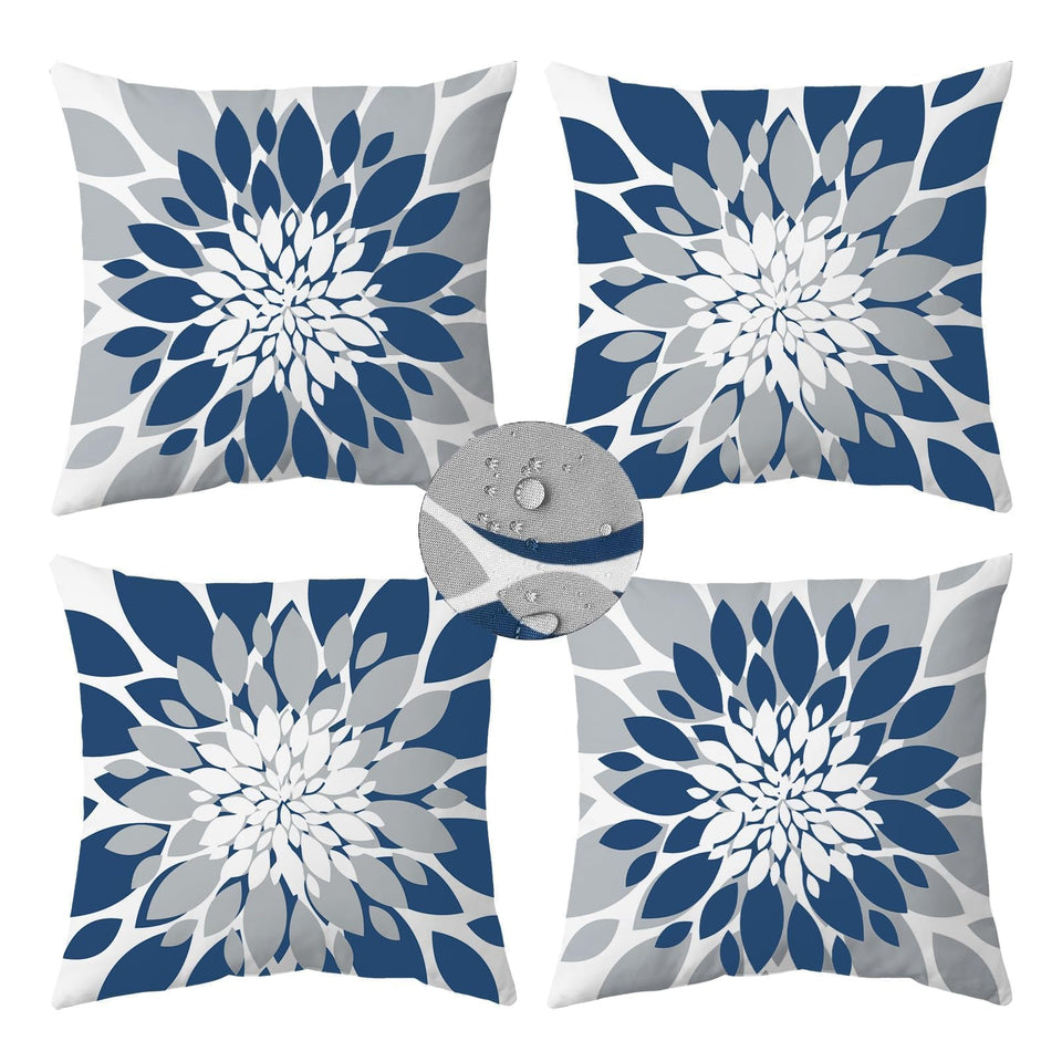 Qahing pack of 4 outdoor pillow covers in blue-grey for patio furniture; protects cushions from dirt