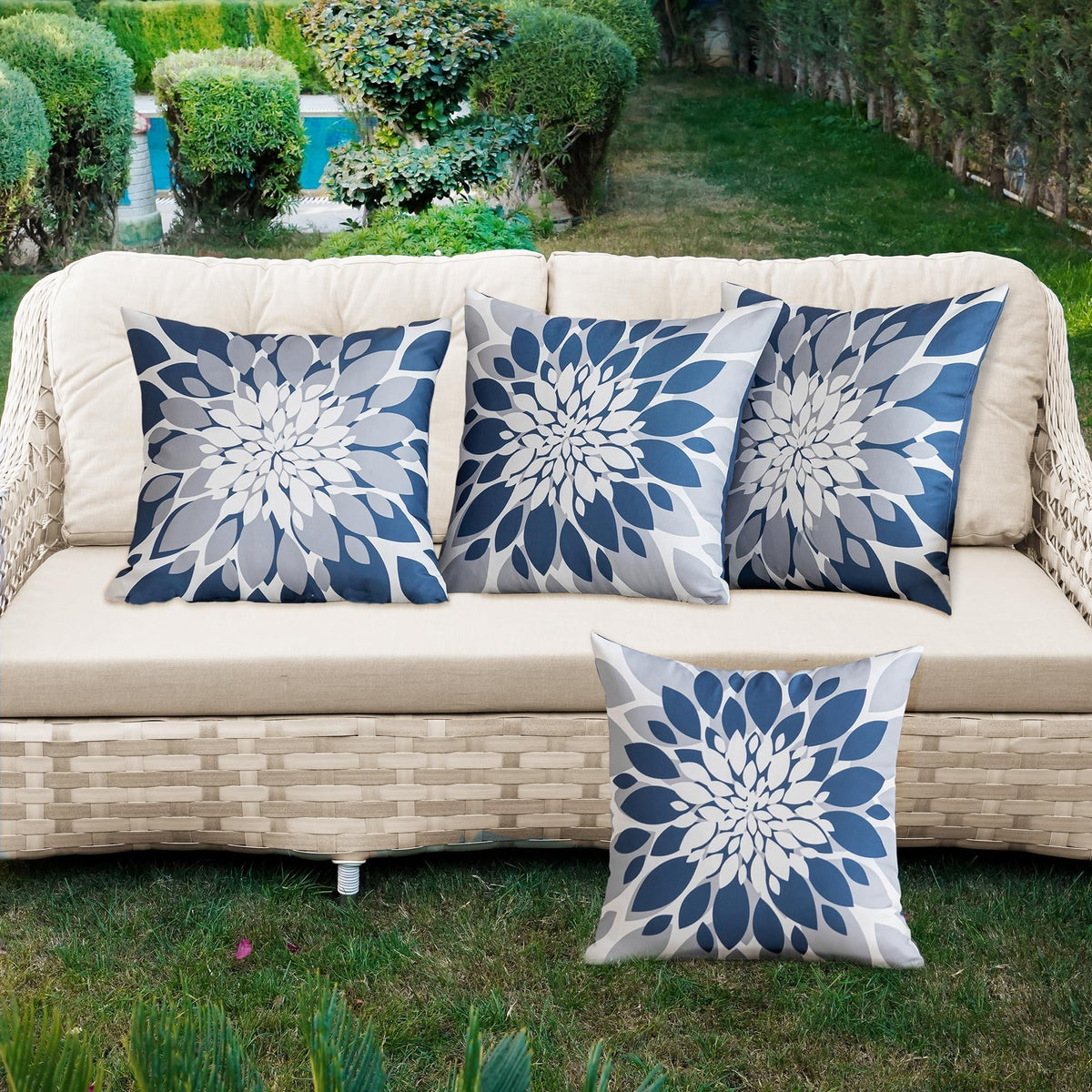 Qahing pillow cover with waterproof linen-texture fabric for durable outdoor use