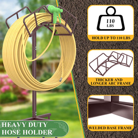 Qatsrin hose storage stand stores up to 150 feet of hose for yard efficiency