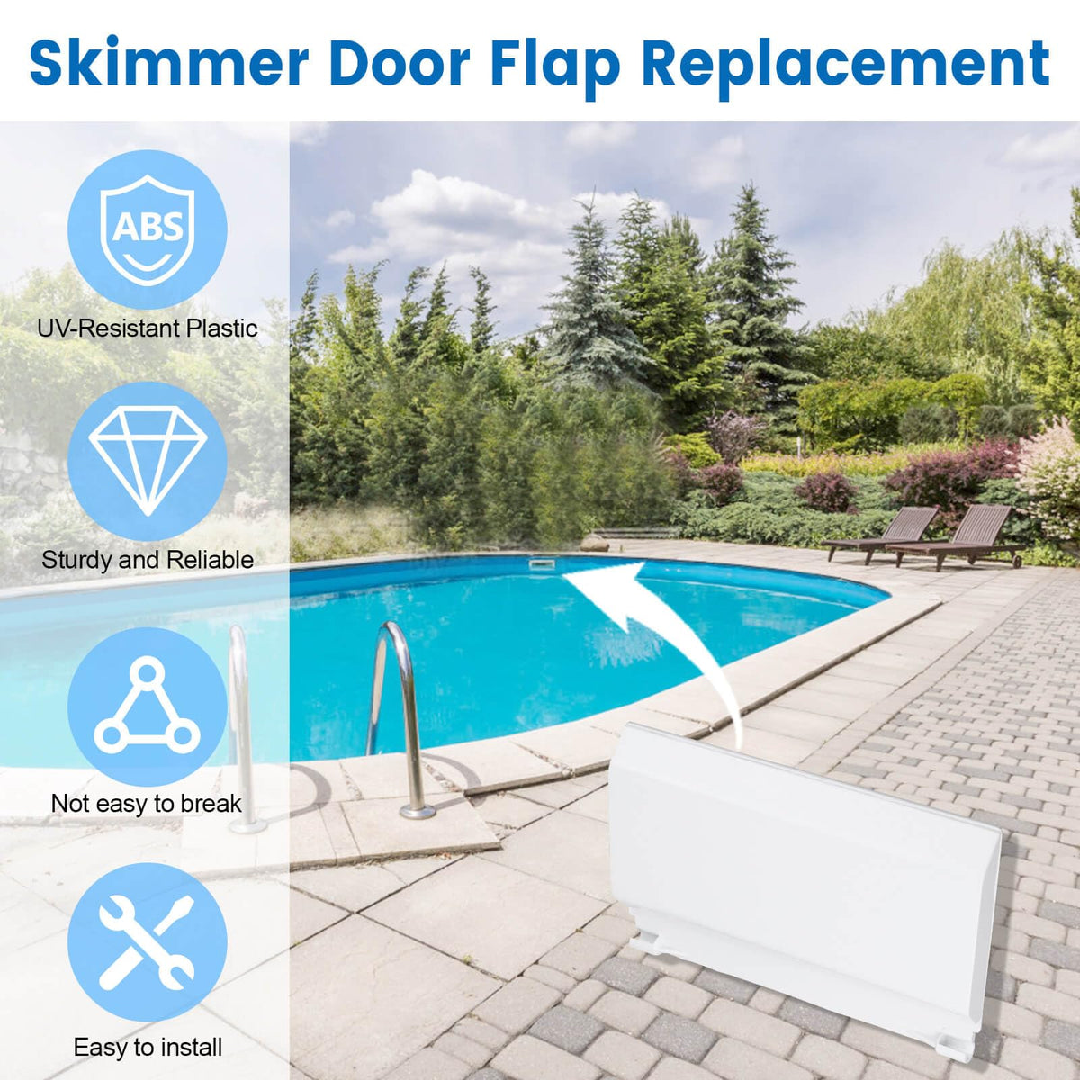 QCG pool and spa debris-control weir flap installed in skimmer