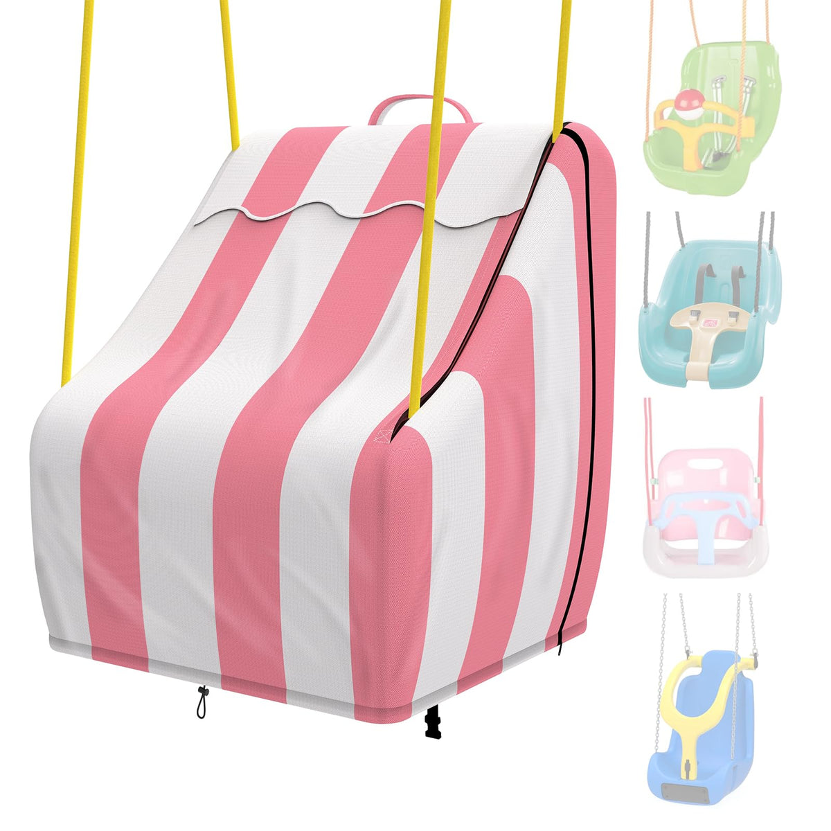 Qchengsan pink striped outdoor swing seat cover fitting Little Tikes with cheerful color