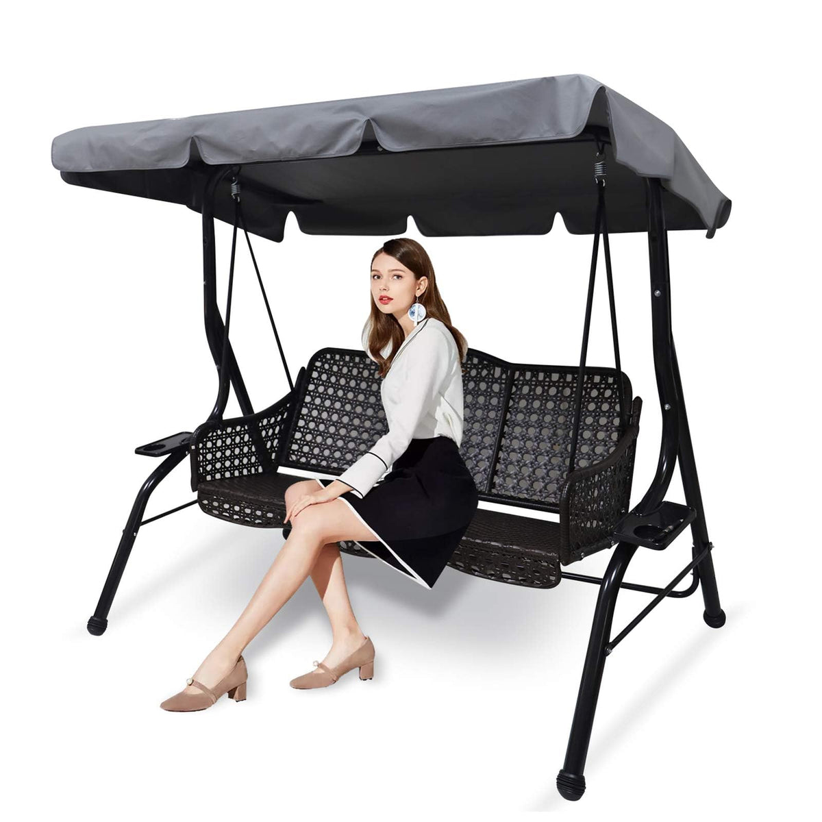 Qchengsan patio swing canopy replacement for stable 3-seat outdoor setup