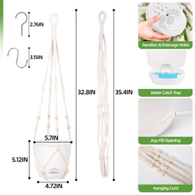 QCQHDU 34-inch macrame hanger adds minimalist boho charm to any space.